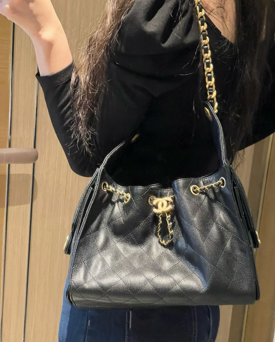 샤넬 25백 호보 스몰 캐비어 블랙금장